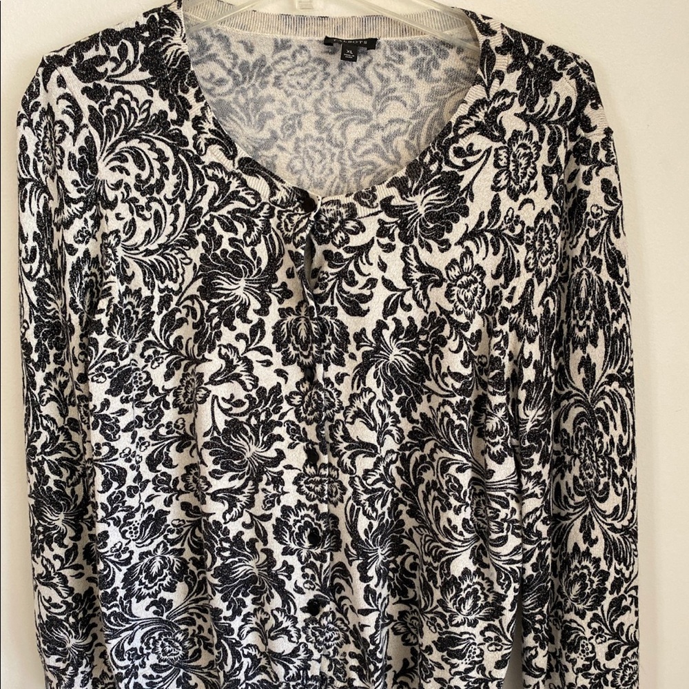 Talbots black and white cardigan